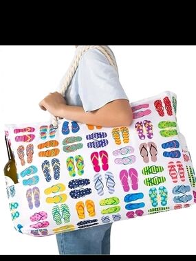 Oversized Multicolor Flip-Flop Beach Tote